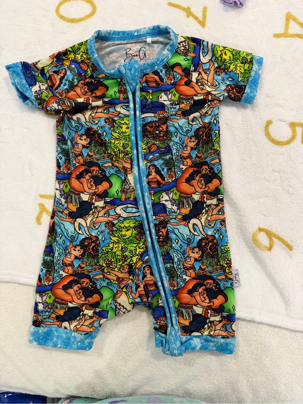 BooG Moana short zippy and Milkbarn penguin ruffle onesie, 3-6M